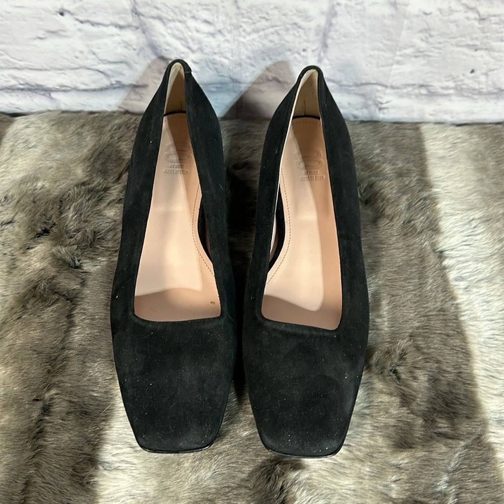 Vero Cuoio Black Suede Ballet Flats Square Toe